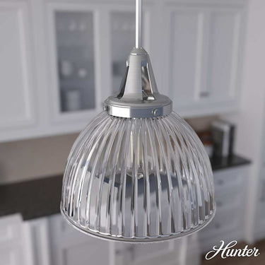 Hunter Lighting 19-HL9 Cypress Grove 1 Light Pendant in Brushed Nickel - Clear Holophane 12
