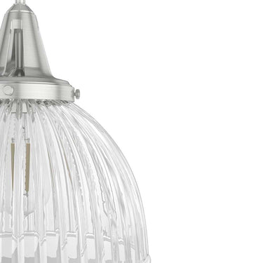 Hunter Lighting 19-HL9 Cypress Grove 1 Light Pendant in Brushed Nickel - Clear Holophane 15