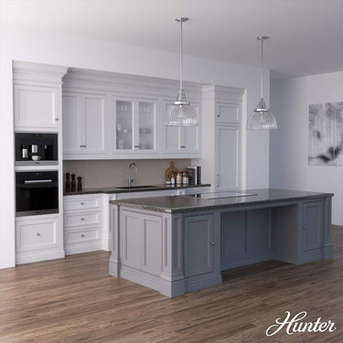 Hunter Lighting 19-HL9 Cypress Grove 1 Light Pendant in Brushed Nickel - Clear Holophane 17