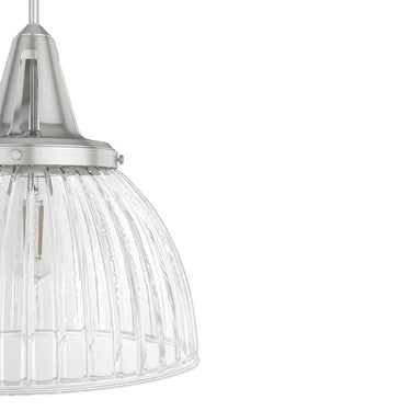 Hunter Lighting 19-HL9 Cypress Grove 1 Light Pendant in Brushed Nickel - Clear Holophane 22