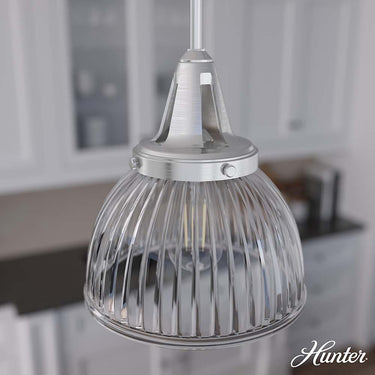 Hunter Lighting 19-HL9 Cypress Grove 1 Light Pendant in Brushed Nickel - Clear Holophane 5