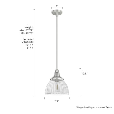 Hunter Lighting 19-HL9 Cypress Grove 1 Light Pendant in Brushed Nickel - Clear Holophane 6