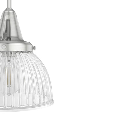 Hunter Lighting 19-HL9 Cypress Grove 1 Light Pendant in Brushed Nickel - Clear Holophane 9