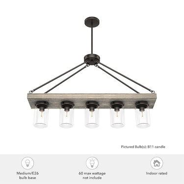 Hunter Lighting 1900-HL2 Devon Park 5 Light Linear Chandelier 17