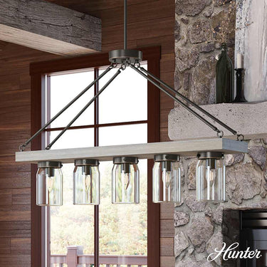 Hunter Lighting 1900-HL2 Devon Park 5 Light Linear Chandelier 4