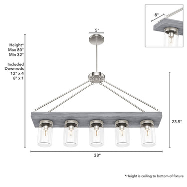 Hunter Lighting 1900-HL2 Devon Park 5 Light Linear Chandelier 7