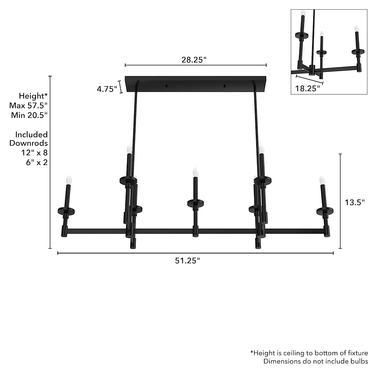 Hunter Lighting 1905-HL Donelson 7 Light Linear Chandelier 14