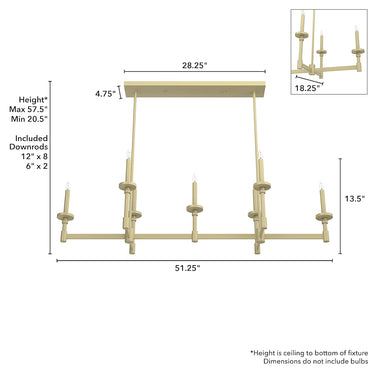 Hunter Lighting 1905-HL Donelson 7 Light Linear Chandelier 5