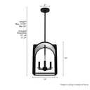 Hunter Lighting 1908 Dukestown 4 Light Lantern Pendant 12 inch 14