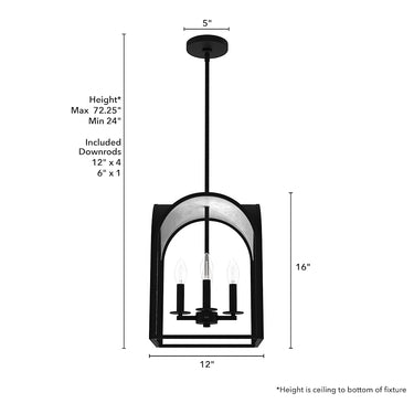 Hunter Lighting 1908 Dukestown 4 Light Lantern Pendant 12 inch 14