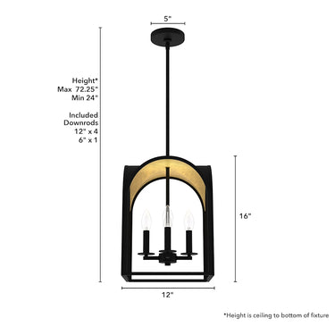 Hunter Lighting 1908 Dukestown 4 Light Lantern Pendant 12 inch 5