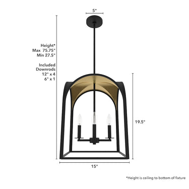 Hunter Lighting 1908-HL Dukestown 4 Light Lantern Pendant 15 in 5