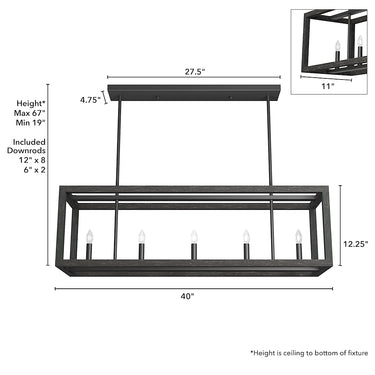 Hunter Lighting 1909-HL3 Squire Manor 5 Light Linear Chandelier 15