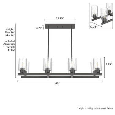 Hunter Lighting 191-HL Hartland 8 Light Linear Chandelier 14