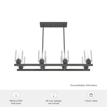 Hunter Lighting 191-HL Hartland 8 Light Linear Chandelier 15