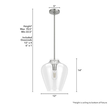 Hunter Lighting 1911-HL Vidria Clear Glass 1 Light 12 Inch Pendant 5
