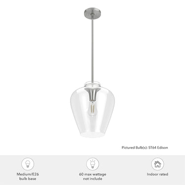 Hunter Lighting 1911-HL Vidria Clear Glass 1 Light 12 Inch Pendant 6
