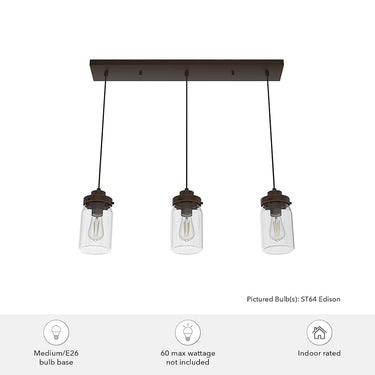 Hunter Lighting 1915-HL Devon Park 3 Light Cluster Linear 11