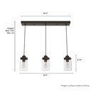 Hunter Lighting 1915-HL Devon Park 3 Light Cluster Linear 14