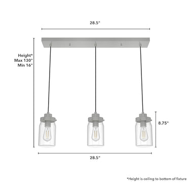 Hunter Lighting 1915-HL Devon Park 3 Light Cluster Linear 7