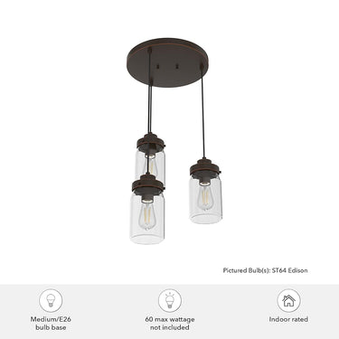 Hunter Lighting 1915-HL1 Devon Park 3 Light Cluster Round 11