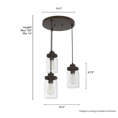 Hunter Lighting 1915-HL1 Devon Park 3 Light Cluster Round 14