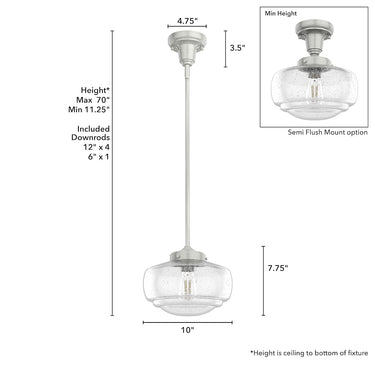 Hunter Lighting 1918 Saddle Creek Clear Seeded Glass 1 Light 10 Inch Pendant 5