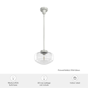 Hunter Lighting 1918 Saddle Creek Clear Seeded Glass 1 Light 10 Inch Pendant 6