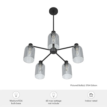 Hunter Lighting 1919-HL Lochmeade Clear Seeded Glass 5 Light Chandelier 15