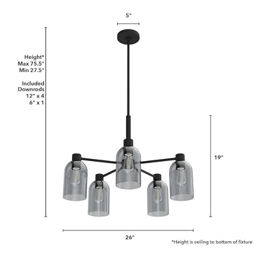 Hunter Lighting 1919-HL Lochmeade Clear Seeded Glass 5 Light Chandelier 16