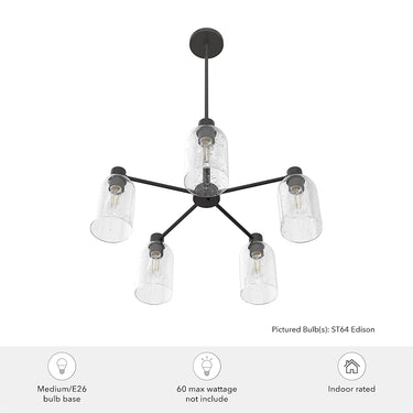 Hunter Lighting 1919-HL Lochmeade Clear Seeded Glass 5 Light Chandelier 23