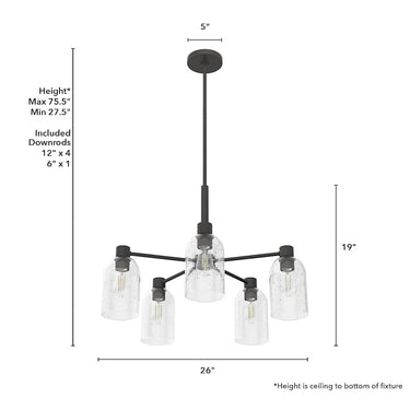 Hunter Lighting 1919-HL Lochmeade Clear Seeded Glass 5 Light Chandelier 24