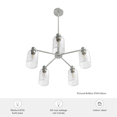 Hunter Lighting 1919-HL Lochmeade Clear Seeded Glass 5 Light Chandelier 6