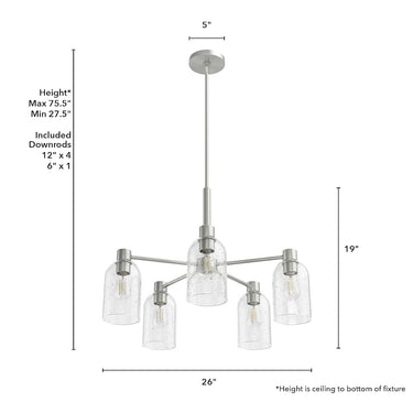 Hunter Lighting 1919-HL Lochmeade Clear Seeded Glass 5 Light Chandelier 8