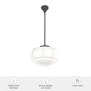 Hunter Lighting 1919-HL2 Saddle Creek Shiny Cased White Glass 1 Light 16 Inch Pendant 13