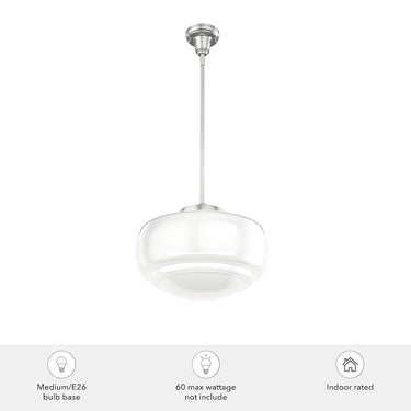 Hunter Lighting 1919-HL2 Saddle Creek Shiny Cased White Glass 1 Light 16 Inch Pendant 6