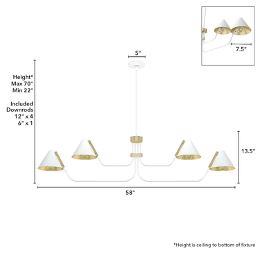 Hunter Lighting 1920 Grove Isle 4 Light Chandelier 15