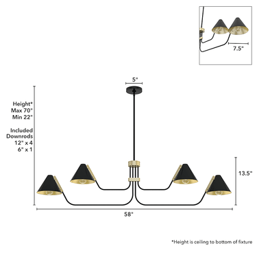 Hunter Lighting 1920 Grove Isle 4 Light Chandelier 6
