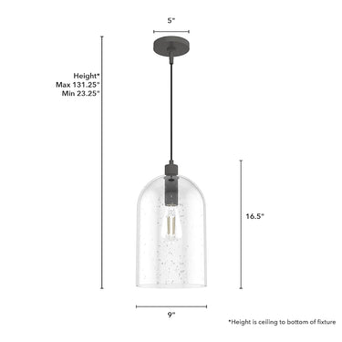 Hunter Lighting 1920-HL Lochmeade Clear Seeded Glass 1 Light Large pendant 20
