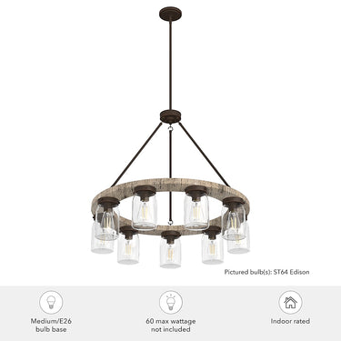 Hunter Lighting 1924 Devon Park 9 Light Chandelier 15