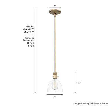 Hunter Lighting 1929-HL Van Nuys 1 Light Mini Pendant 5