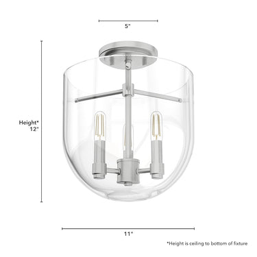 Hunter Lighting 193-HL Sacha 3 Light Semi-Flush Mount 15