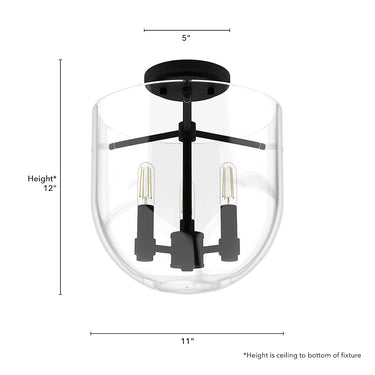 Hunter Lighting 193-HL Sacha 3 Light Semi-Flush Mount 20