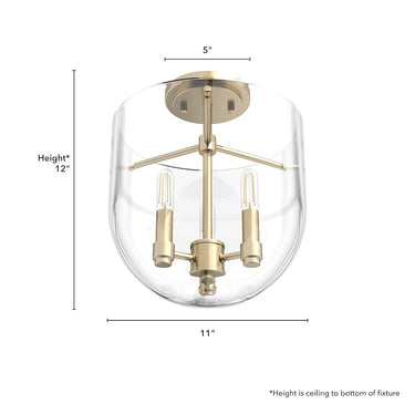 Hunter Lighting 193-HL Sacha 3 Light Semi-Flush Mount 8