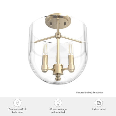 Hunter Lighting 193-HL Sacha 3 Light Semi-Flush Mount 9