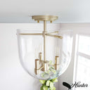 Hunter Lighting 193-HL Sacha 3 Light Semi-Flush Mount 4