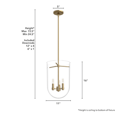 Hunter Lighting 193 Sacha 3 Light Cloche Pendant 6