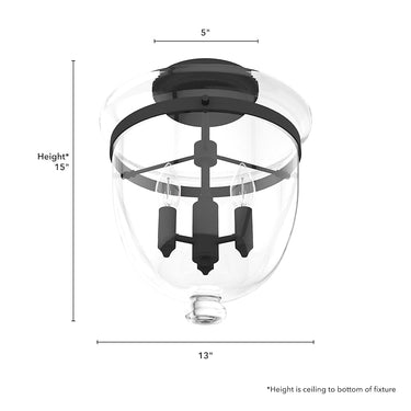 Hunter Lighting 1931-HL Belltown 3 Light Semi-Flush Mount in Natural Iron 4