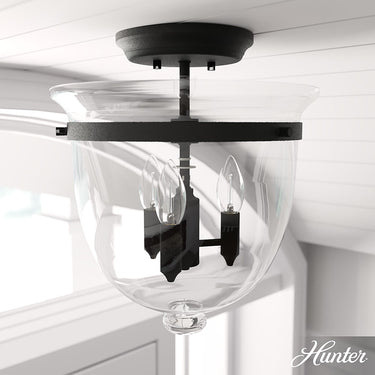 Hunter Lighting 1931-HL Belltown 3 Light Semi-Flush Mount in Natural Iron 2