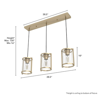 Hunter Lighting 1995-HL Astwood 3 Light Cluster Linear 6